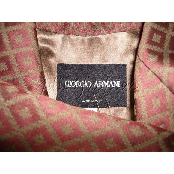 $3675 New GIORGIO ARMANI Burgundy Diamond Jacquard Fitted Jacket 6 - Picture 6 of 6